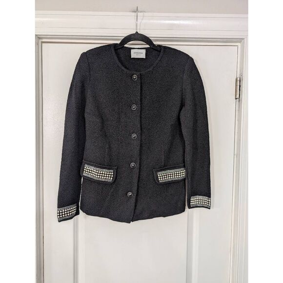 Stizzoli Tweed Blazer women's Small*** black white textured Italy Vintage - Picture 1 of 8